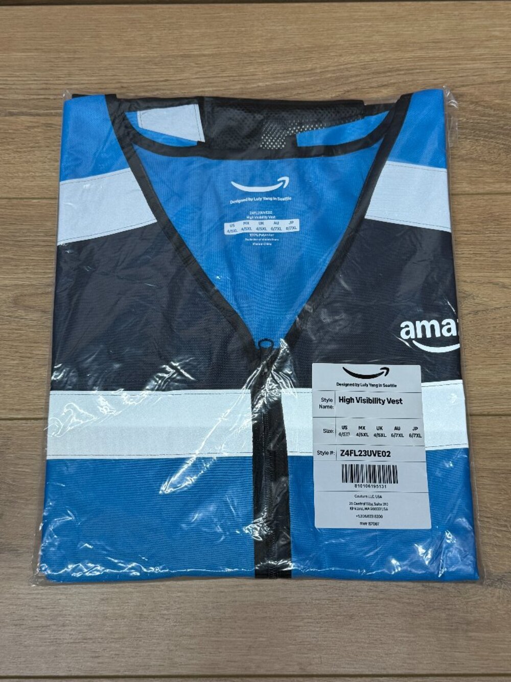 Amazon DSP Delivery Driver Safety Vest Luly Yang Reflective Blue Zipper 4XL 5XL